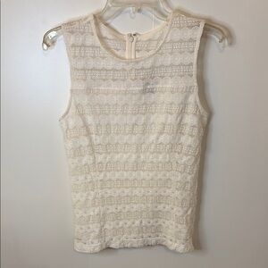 Ann Taylor Cream Lace Fitted Tank Top